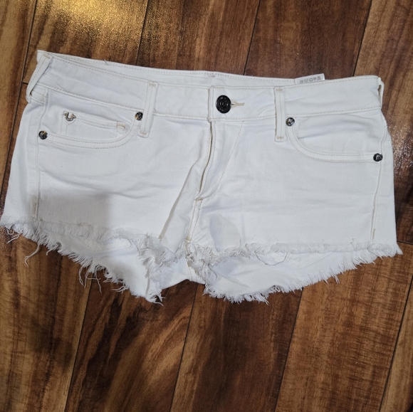 True Religion White Frayed Jean Shorts - Picture 1 of 2